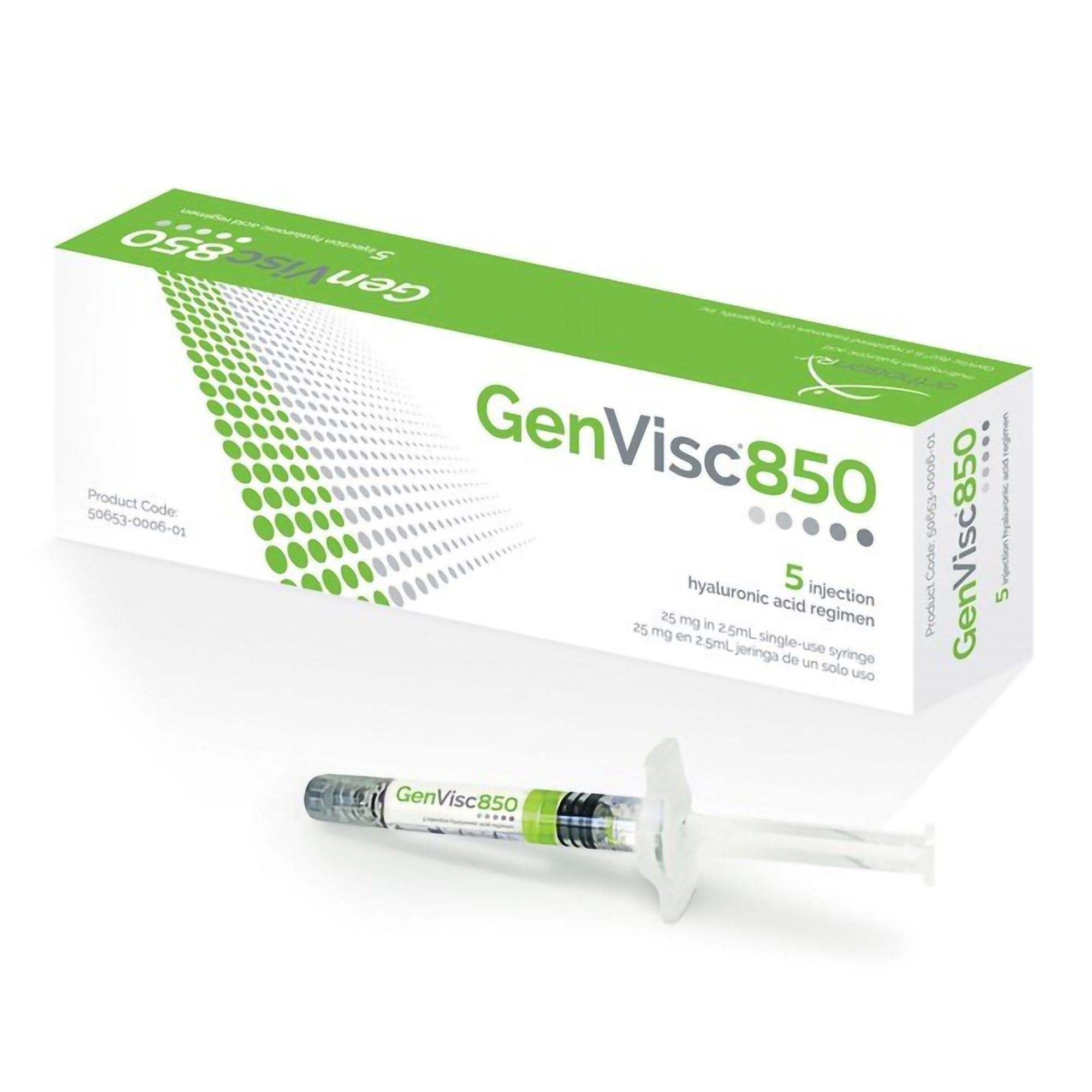 Original GenVisc 850 product packaging and syringe image